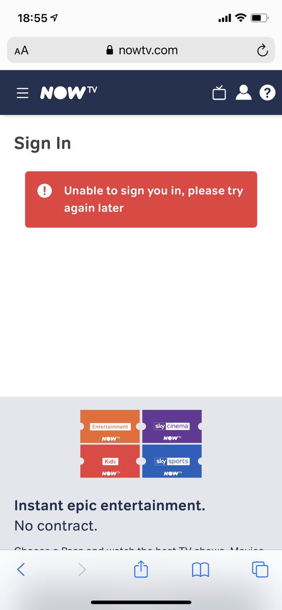 HenryPanth's tweet photo. @NOWTV I get this message on any device I try signing in on? It’s been like this for about a month. Why is this? https://t.co/kdOY1dXmTV
