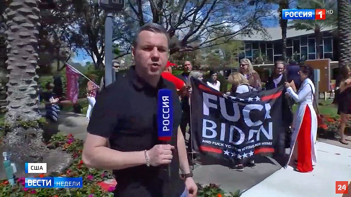 JuliaDavisNews's tweet photo. Russian state media remains vehemently anti-American, anti-Biden and consistently pro-Trump. That should tell you all you need to know. https://t.co/BmQFTQstE4