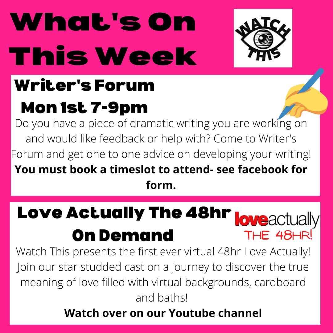 WatchThisBham's tweet image. This week we've got Writer's Forum ✏️and you can still watch Love Actually the 48hr over on our YouTube channel!❤️#theatre #students #uob #guildofstudents
