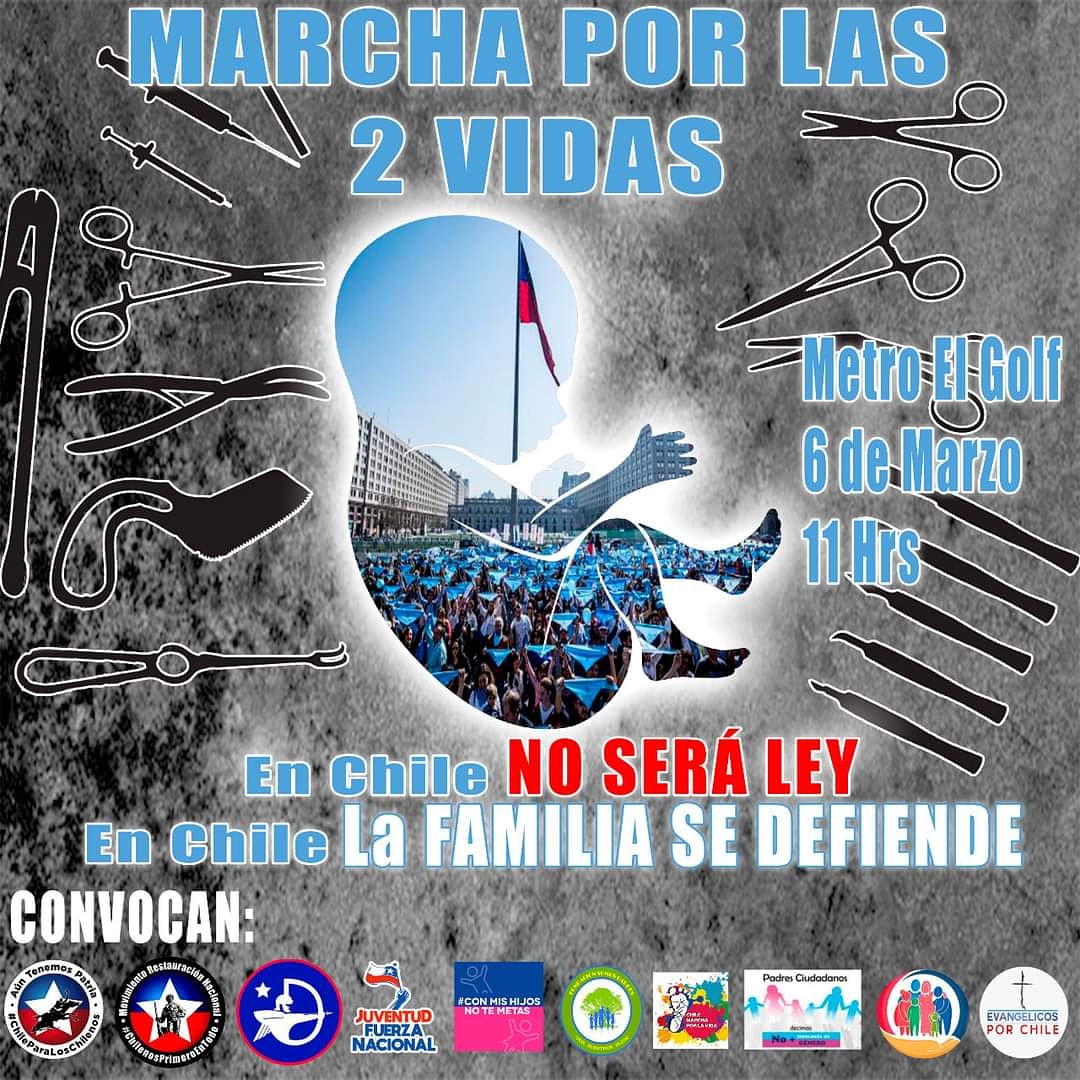 Sáb 6 de Marzo a las 11 AM en el metro El Golf
Marcha por las 2 vidas