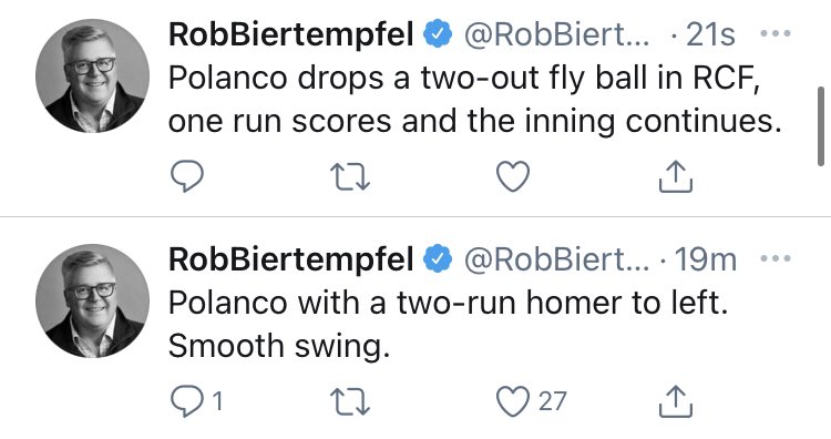A career summarized in just two tweets.
