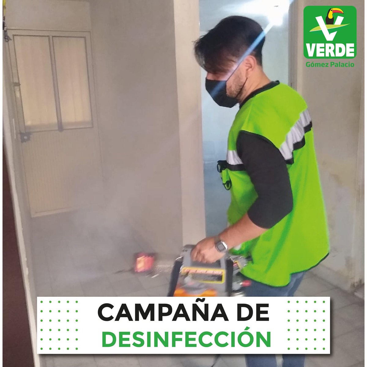 PartidoVerde_GP's tweet photo. Dispuesto a ayudar a nuestros Gomezpalatinos, los jóvenes del partido continuan apoyando con la campaña para la desinfección 👑🦠 de hogares 🏠, pequeños negocios y templos, seguimos atendiendo tu llamado, contáctanos vía inbox o al 871 714 2350  📞
#PartidoVerdeGómezPalacio https://t.co/cfPNnJrZRj