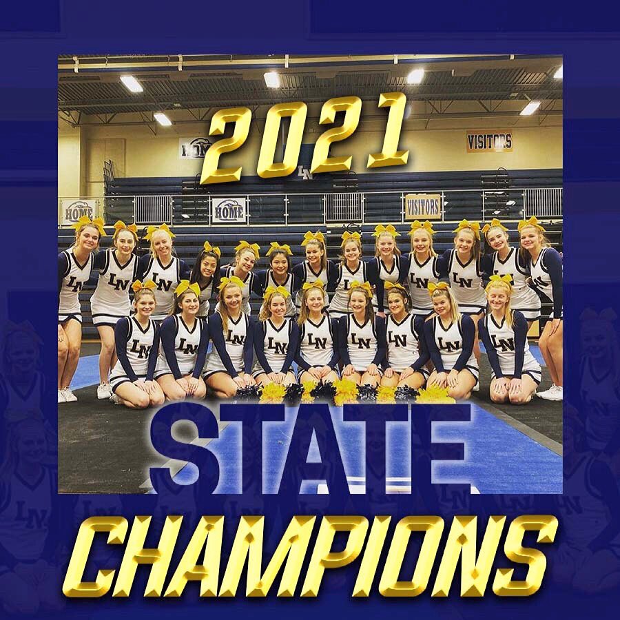 LNHSports's tweet photo. With ZERO DEDUCTIONS in their state routine, @lneaglecheer is this year’s #STATE #CHAMPION 🦅🏆
#FlyForward #2021 #Cheer https://t.co/PZwVAIJjBb