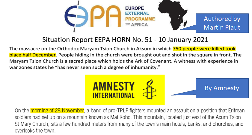 JimmaPress's tweet photo. #EthiopiaPrevails
They don't even know when the #FakeAxumMassacre occurred. The legendary
@martinplaut
says it happened on the 15th of December, and
@jbgallopin of @amnesty
and the 'priest' from Boston says it happened in November. Decide for one and tell us.
#UnityForEthi https://t.co/Y6O7Lk1gSu