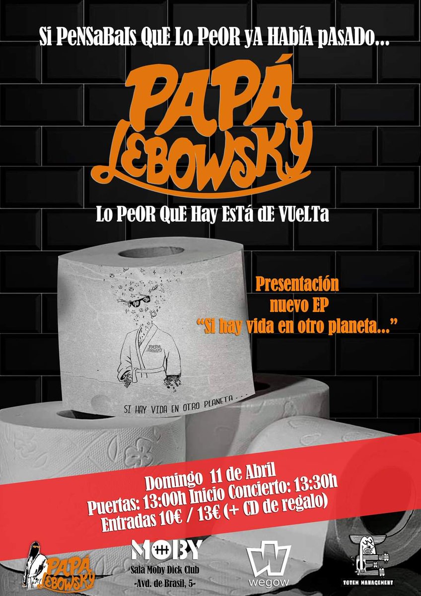 Estamos de vuelta! Seguimos siendo lo peor que hay!
Entradas a la venta: wegow.com/es-es/conciert…