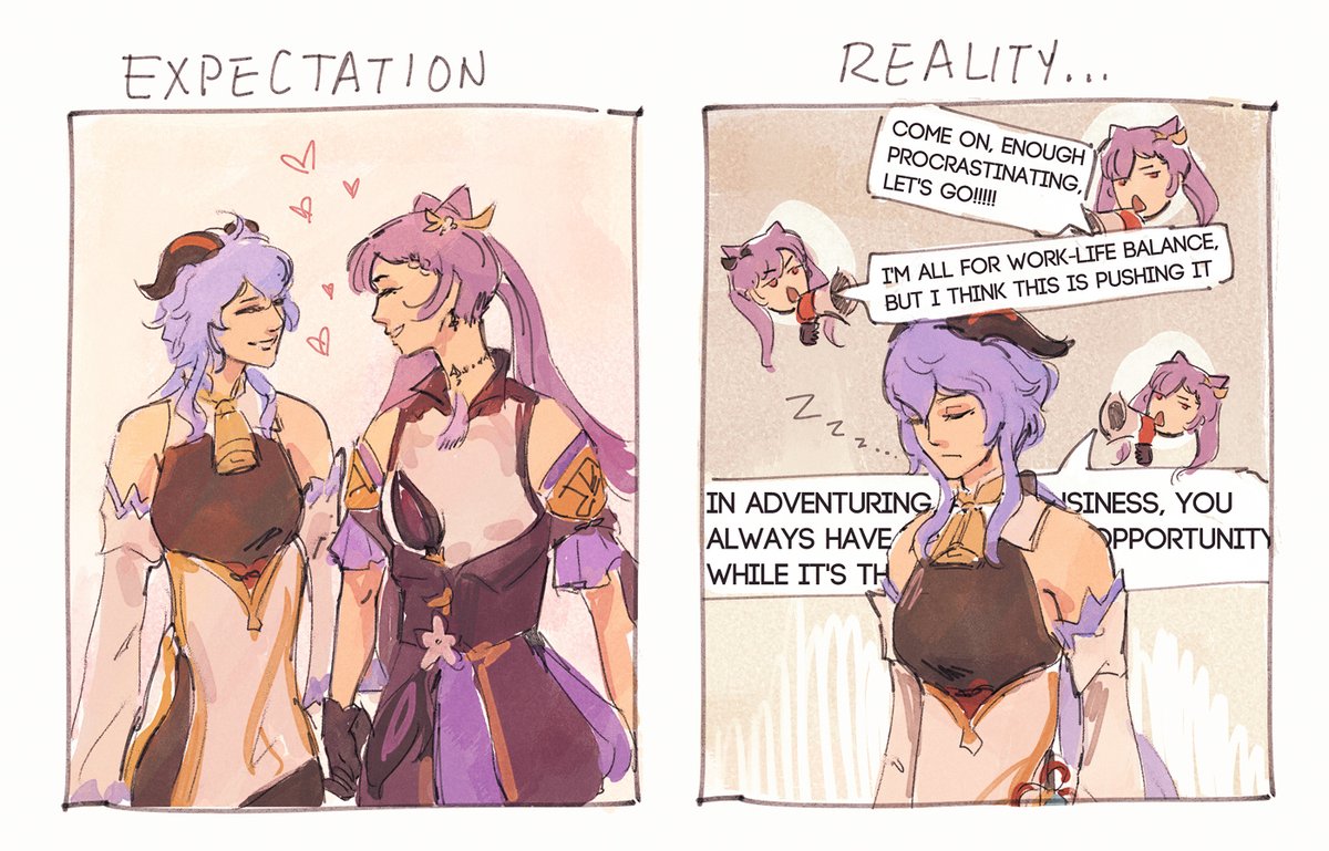 expectations vs. reality of having ganyu and keqing on ur team...
#ganqing #GenshinImpact 