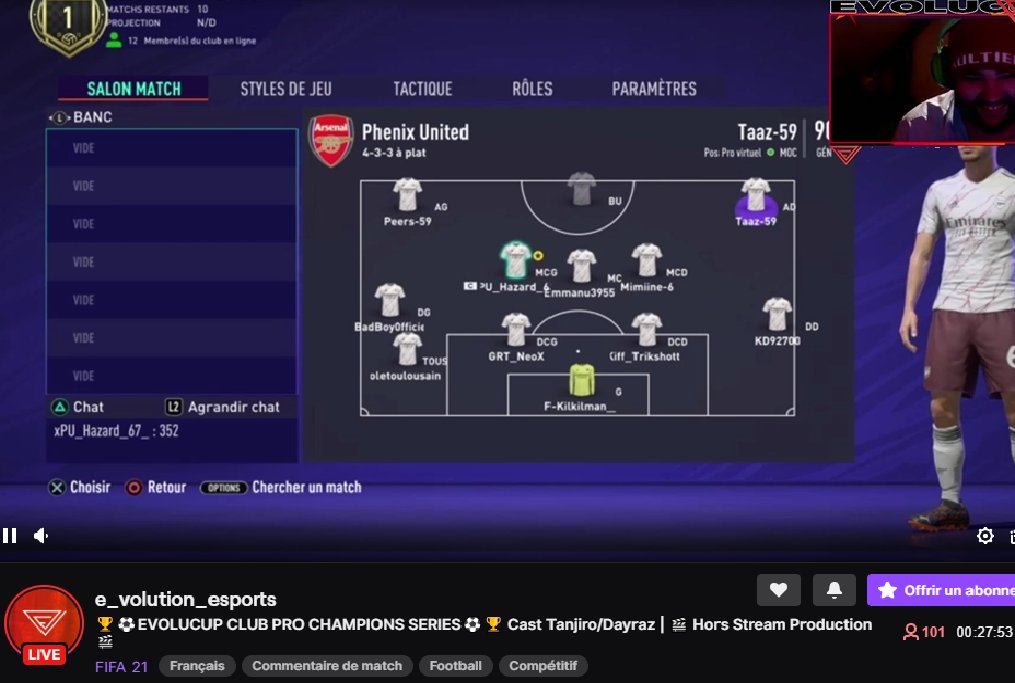 On l'a fait ! 👑🔥

Pour la première fois dans son jeune existence, la <a href="/TeamEvolutionE2/">TEAM EVOLUTION E-SPORT OFC</a> dépasse les 100 viewers sur l'un de ses events! N'attendez plus et rejoignez nous sur le cast de la #EvoluCup @EAFIFAesports 

➡️twitch.tv/e_volution_esp…