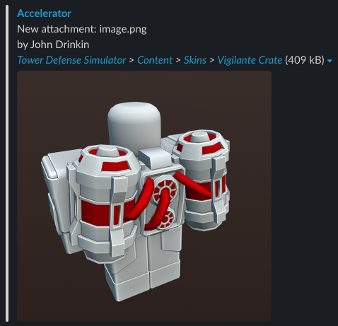 Paradoxum Games Use Towerdefensesimulator On Twitter Awesome Work By Johndrinkin On The New Vigilante Crate A New Crate That Will Join The Likes Of The Neko Crate In The New Rotating - roblox tower defense simulator skin crates