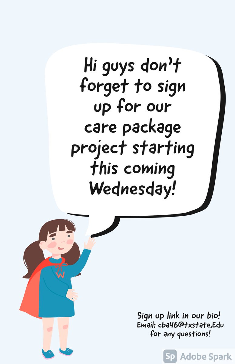 TXSTWomenInMed's tweet photo. We’re doing the care package cards this Wednesday at out meeting so don’t forget to sign up for the project if you’ll be participating! https://t.co/FAkD9sG54P