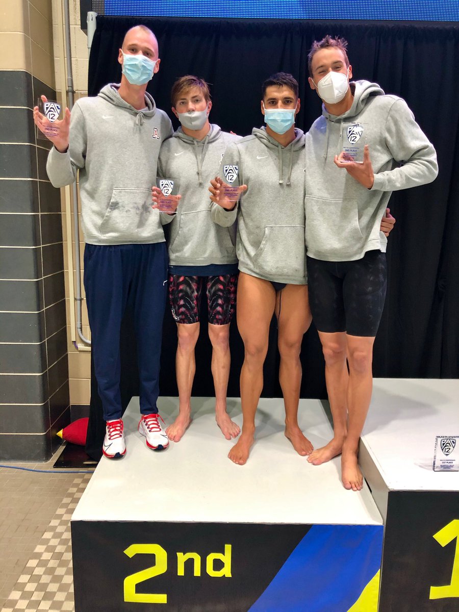 ArizonaSwimDive's tweet photo. Second place finish! Arizona takes 🥈in the 400 medley relay!🔥

With a time of 3:05.35, that is the SEVENTH fastest time in the nation!💨💨💨 https://t.co/eTAHz2Vrpt