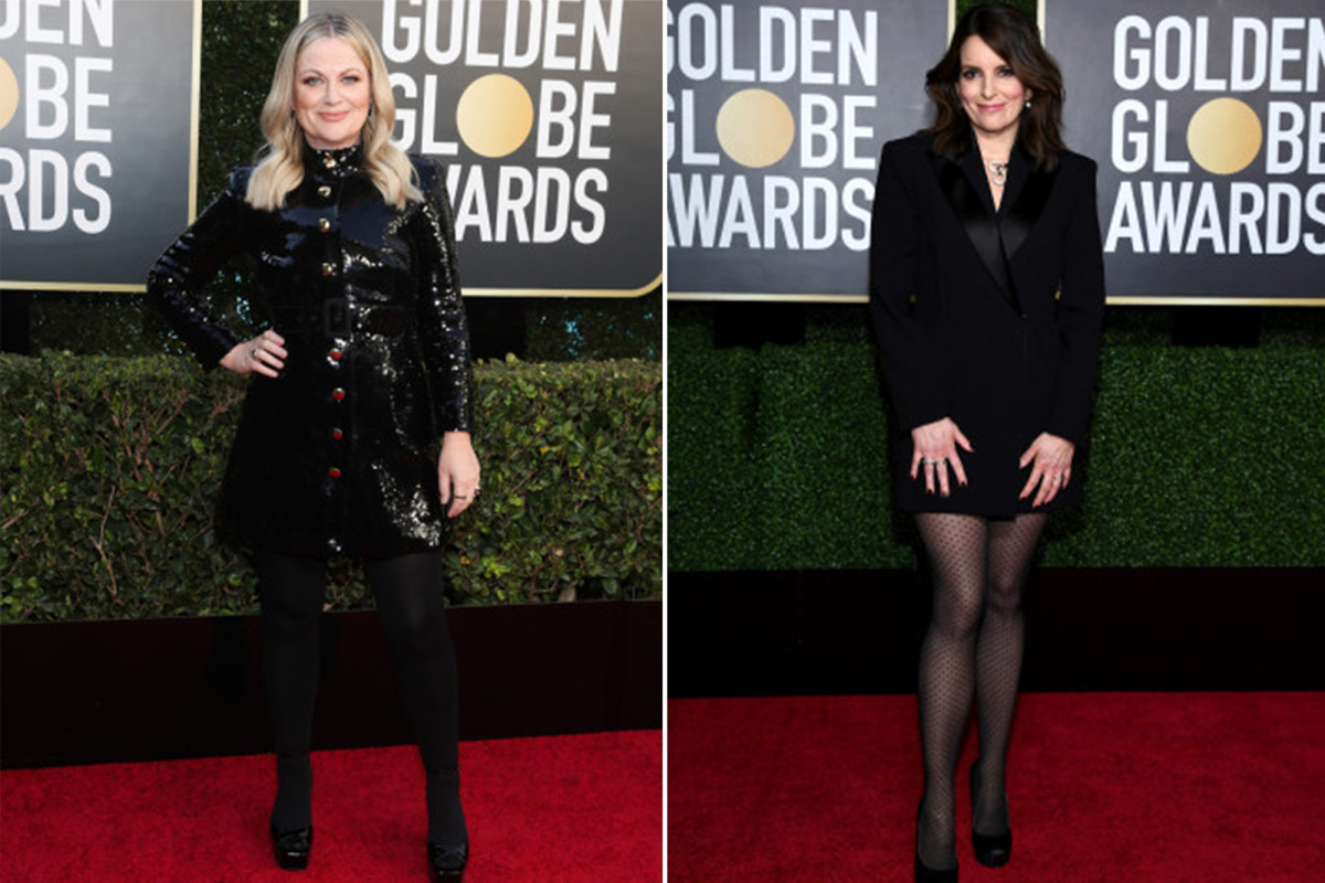 GoldenGlobes 2021 hosts Tina Fey and Amy Poehler match in black dresses