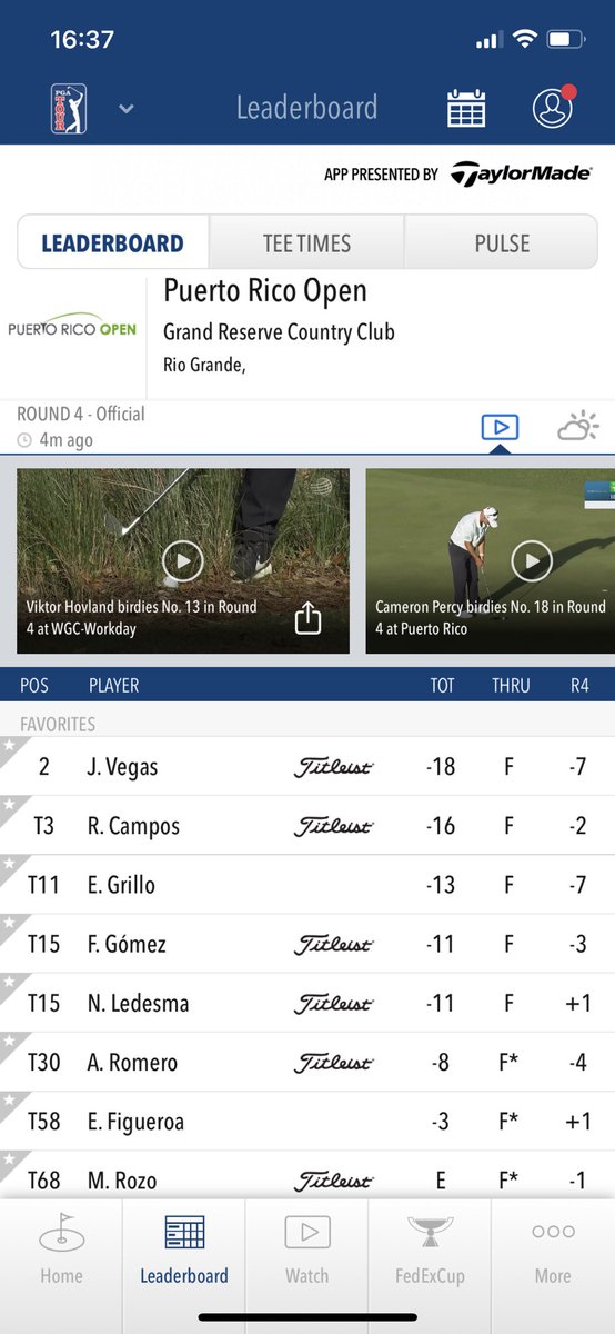 Buen torneo para <a href="/JhonattanVegas/">Jhonattan Vegas</a> y <a href="/RafaCamposGolf/">Rafa Campos</a> , al final Grace terminó aguila-birdie para acabar con la esperanza de los latinos