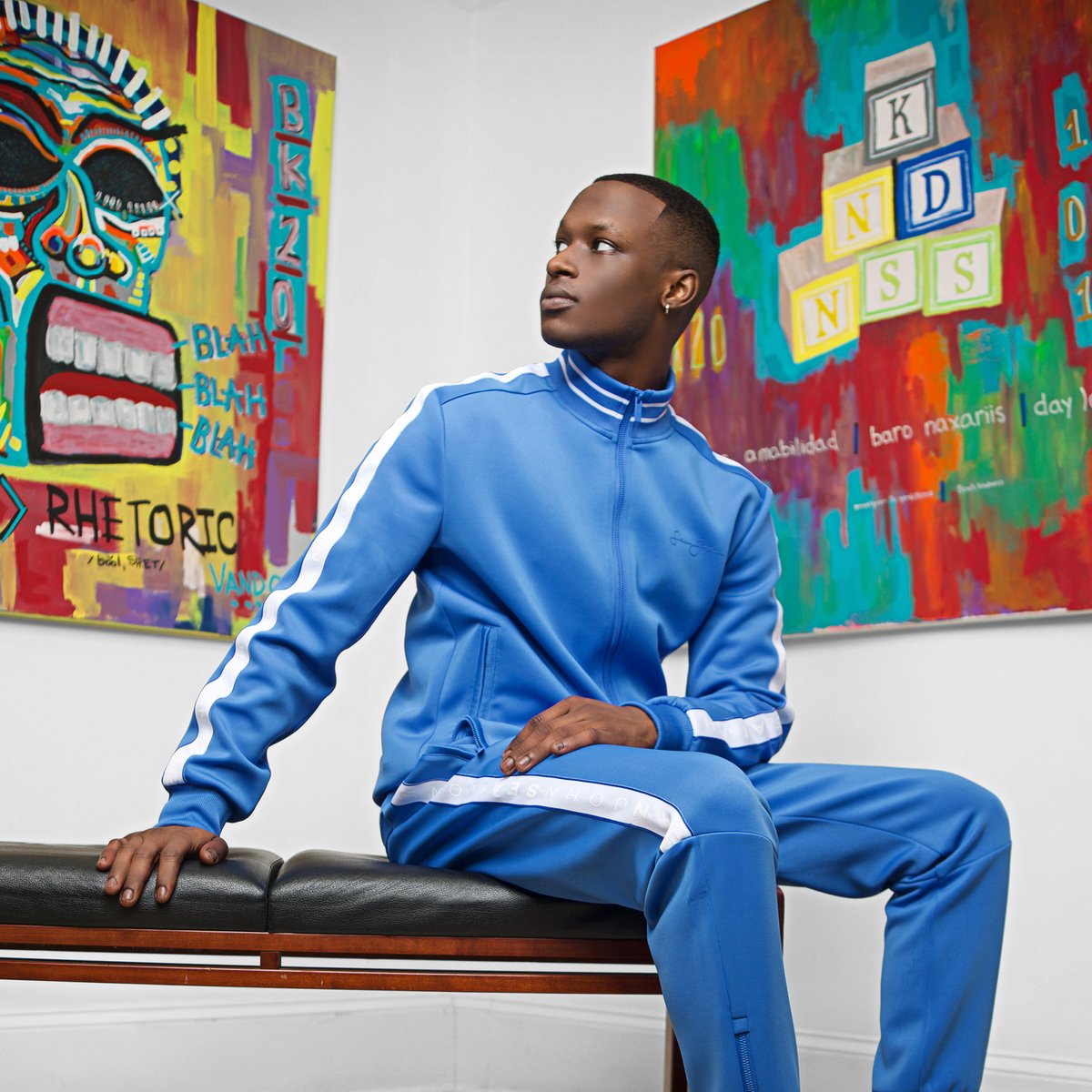 Vando Davis <a href="/vandoart/">vandoarts</a> is a self-taught artist whose work is rooted in Neo-Expressionism and Abstract. Davis uses vibrant colors along with phrasing and vowel-free words. Visit seanjohn.com for a special Black Artists curation by Atlanta's <a href="/HammondsHouse/">Hammonds House Museum</a>