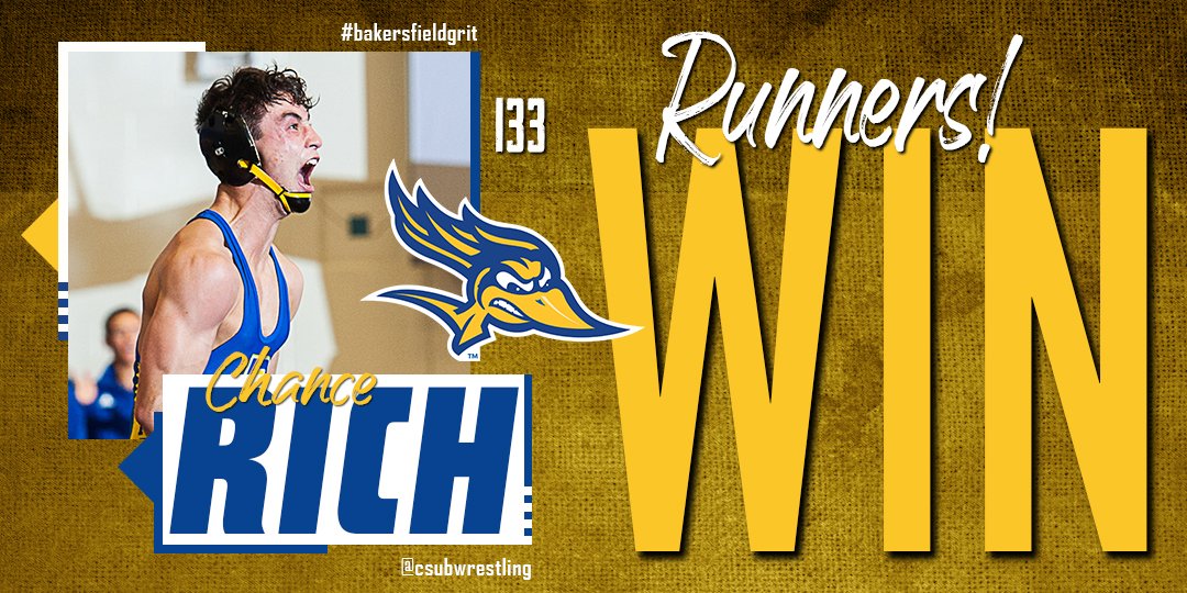 CSUBWrestling's tweet photo. 133 | Rich with a big takedown and four near fall points and he'll grab a 10-4 SV decision over #1 seed Michael McGee of Arizona State! A huge win for the sophomore! 

#BakersfieldGrit https://t.co/uz7dfir1GT