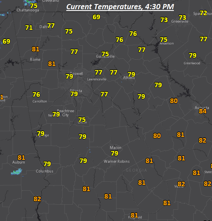 No, it's not suddenly May, though temperatures today would fool you! Atlanta has so far set a new daily record high of 79 while Athens set a new daily record at 81.  Are you enjoying these toasty temperatures or would you prefer a little more typical late-February chill? #gawx