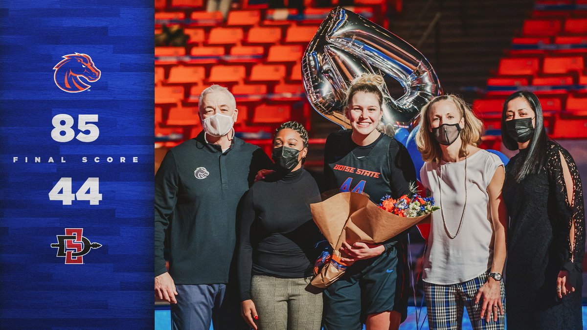 BroncoSportsWBB's tweet photo. BRONCOS WIN!
Storybook ending for Senior Day!
@mallorymcgwire goes 8/10 from the floor to drop 1️⃣8️⃣ in her last game at @extramilearena!
#BledBlue https://t.co/ml1hPMoTLr