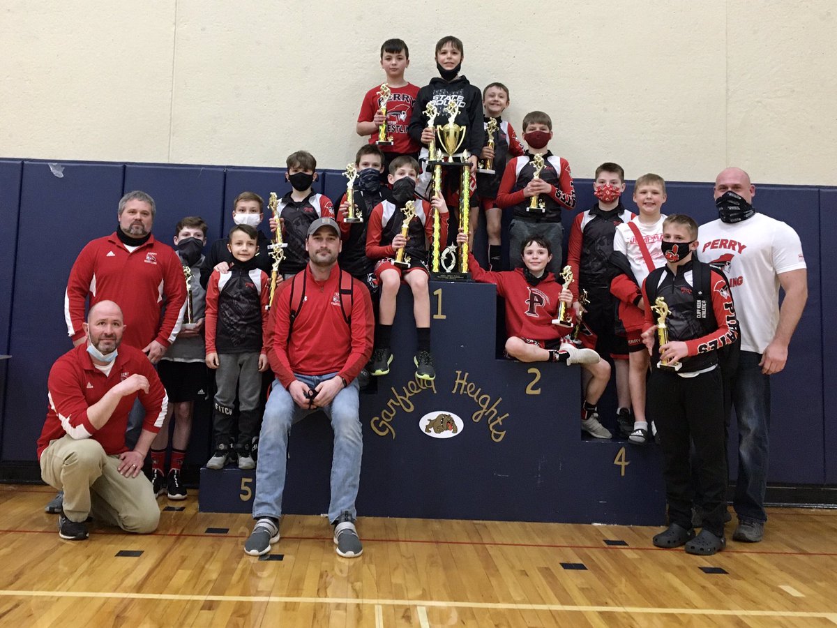 ATrentanelli's tweet photo. Way to go @PerryMightyMite wrestling team for taking 1st place at today’s Garfield Heights sectional!  So proud of the wrestlers and their coaches for their hard work. https://t.co/6IV5rU7Pbw