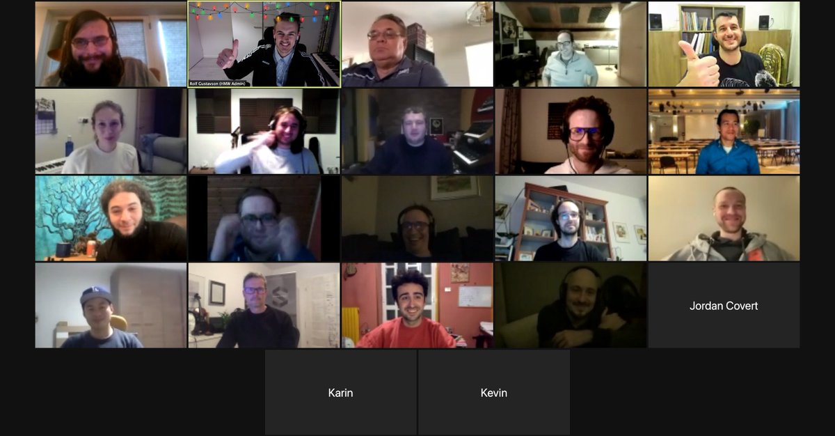 Happy and very satisfied faces at the end of a highly  informative and intense, active three days of most up to date instructions with one of the top composers and busiest orchestrators Hollywood’s -<a href="/OscarSenen/">Òscar Senén</a>
#HollywoodMusicWorkshop #Orchestration