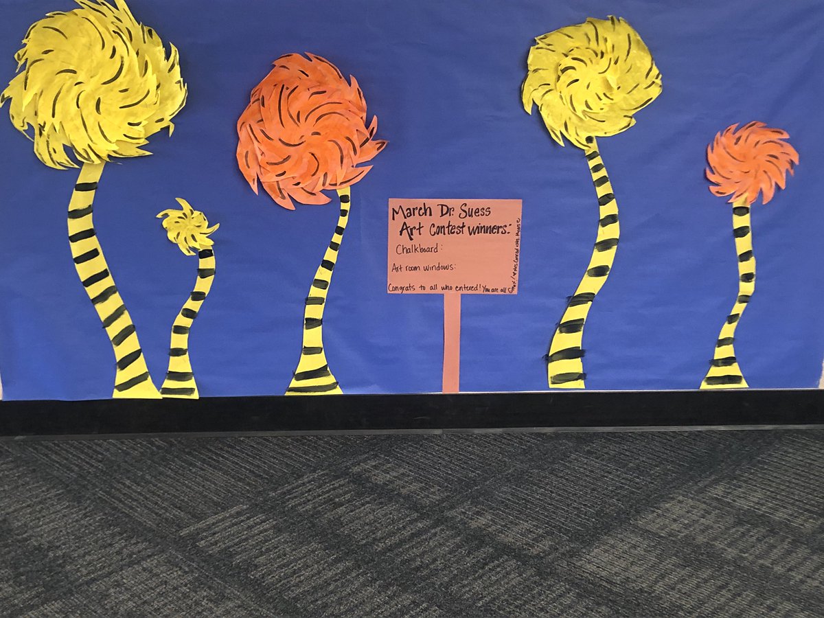 Art_with_Myers's tweet photo. Dr. Suess student art contest winners will be announced Monday morning!  Just a small sample of our many entries. This is going to be hard @bethany_rad @patwolach @HeritageDCSD https://t.co/pGGTMishgC