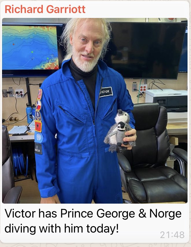 SpaceMascotUK's tweet photo. Itβs all gone very quiet on the news feed from @RichardGarriott, so I assume #launch #VentureToTheDeep has occurred! ππ€©β€οΈ #miniCASSiE #STEM adventure with other knitted chums! Here is a pic of Zodiac, Limiting Factor is next! https://t.co/b4rGKLdsCL