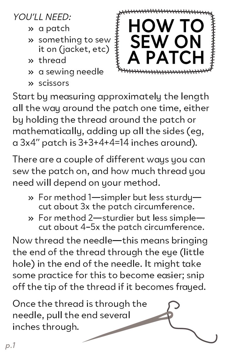 mendingbloc's tweet image. We made a mini-zine about how to sew on patches! This project was inspired by @PatchBloc — get some great patches and sew them on your stuff! Look out for patch-sewing kits coming in the near future. Link to printable zine (distribute freely!): github.com/mendingbloc/se…