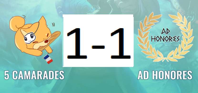 5Comrades's tweet photo. Aprés ce bo très passionant nous finissons avec un egalité contre Ad Honores! nous avons hâte de les rencontrer à nouveau dans les playoffs https://t.co/KtpIZs7WJl