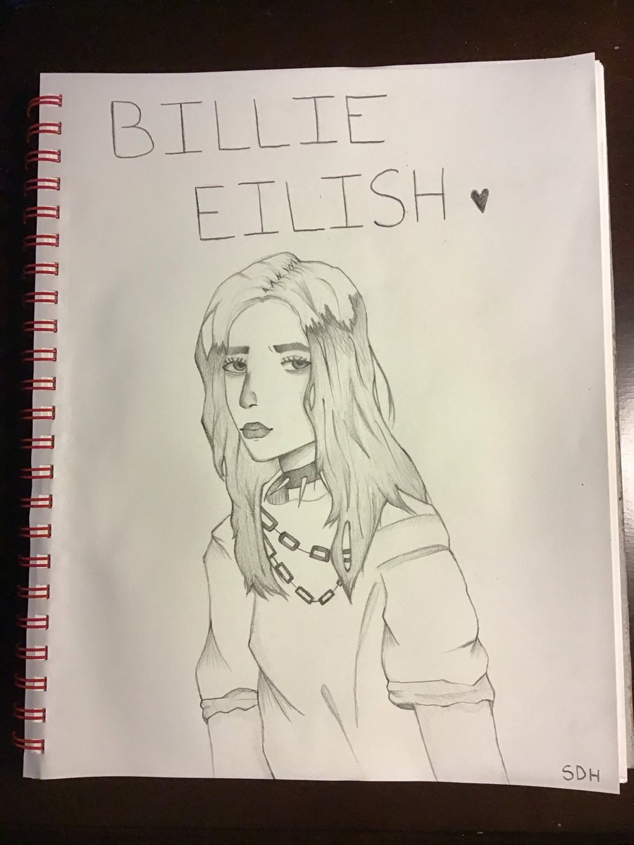 p_qc's tweet photo. @billieeilish my 10 year-old daughter Shanei just drew this after watching your documentary for the second time. she started drawing when the film started and finished right when it ended.  

she hopes you like it. 

wishing you all the best! https://t.co/D2Gcd7qxNB