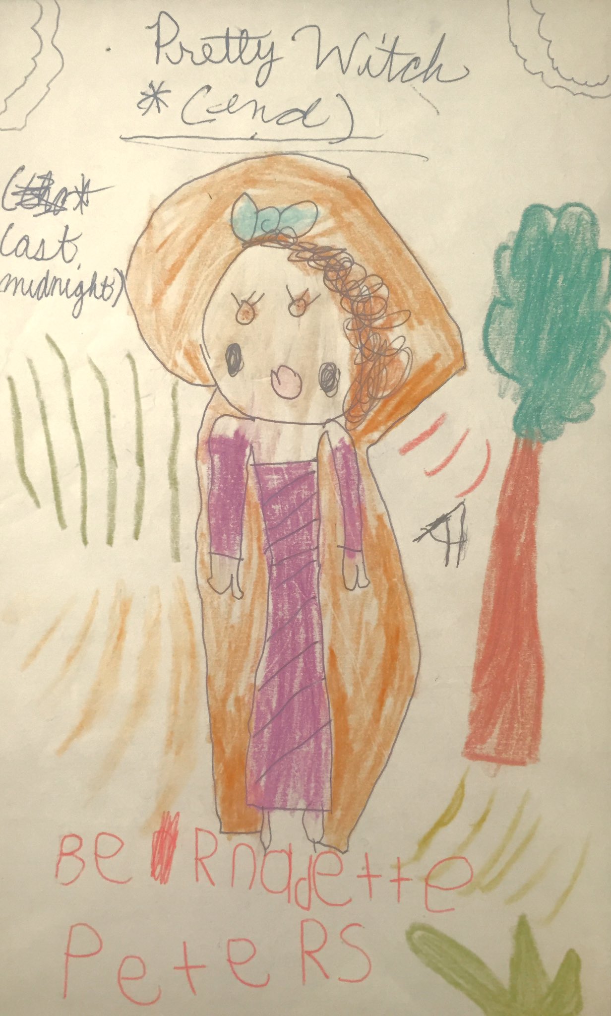 Happy Birthday, Bernadette Peters! (I drew this for you when I was 4.) 