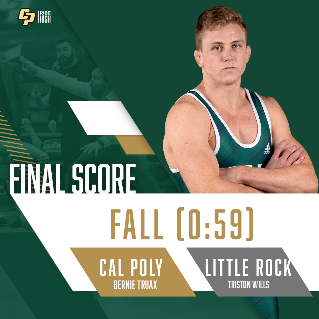CalPolyWrestle's tweet image. Semi Finals 174 | Bernie Truax over Triston Wills (LR) fall (0:59)