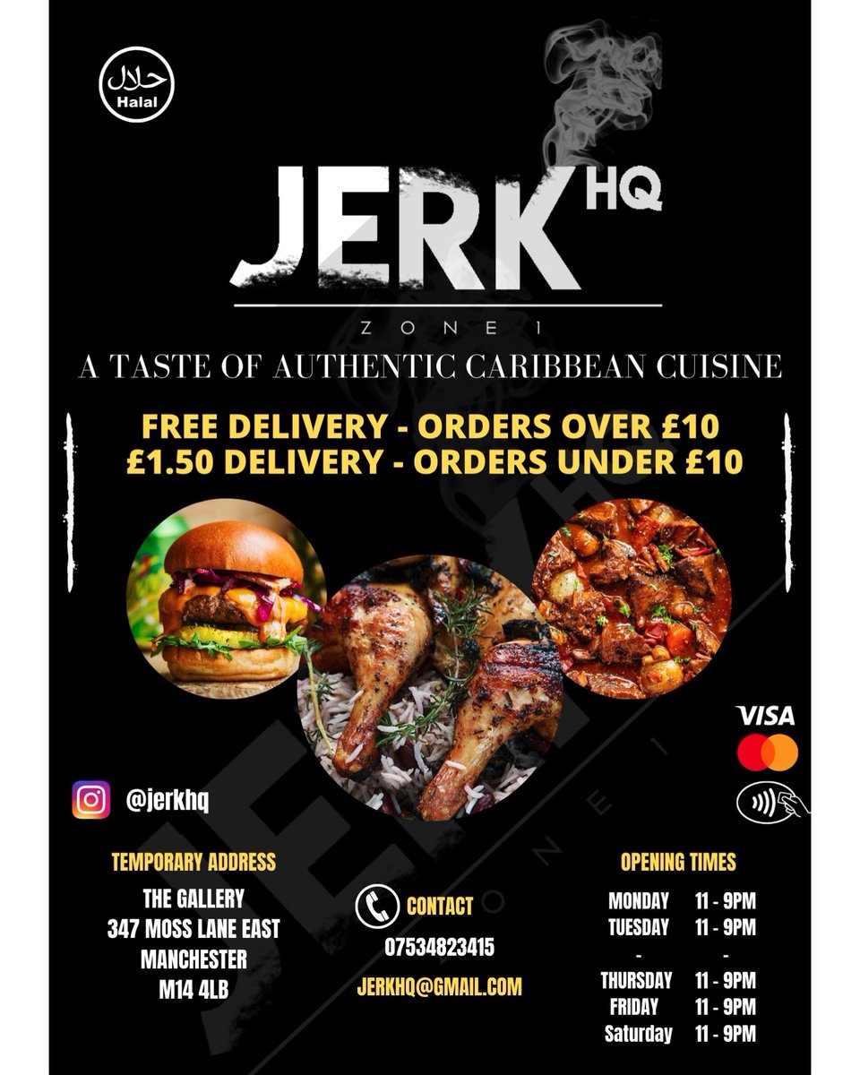 Famous_Sound's tweet image. After over a year of Hard work, Blood, sweat and tears!😭 It’s finally here!! 🎉We open for business Tuesday 2nd March! We’re excited to launch Jerk HQ. Real taste of authentic Caribbean cuisine. Manchester/Salford. Get your orders in for Tuesday. Follow us on Instagram @jerkhq.