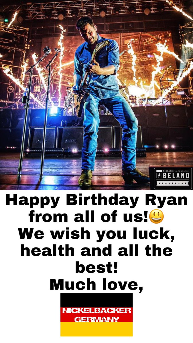 NBFansGermany's tweet photo. @Nickelback Happy Birthday Ryan from all of us! We wish you all the best and hope you have a wonderful day! https://t.co/VJDbEQgz3v