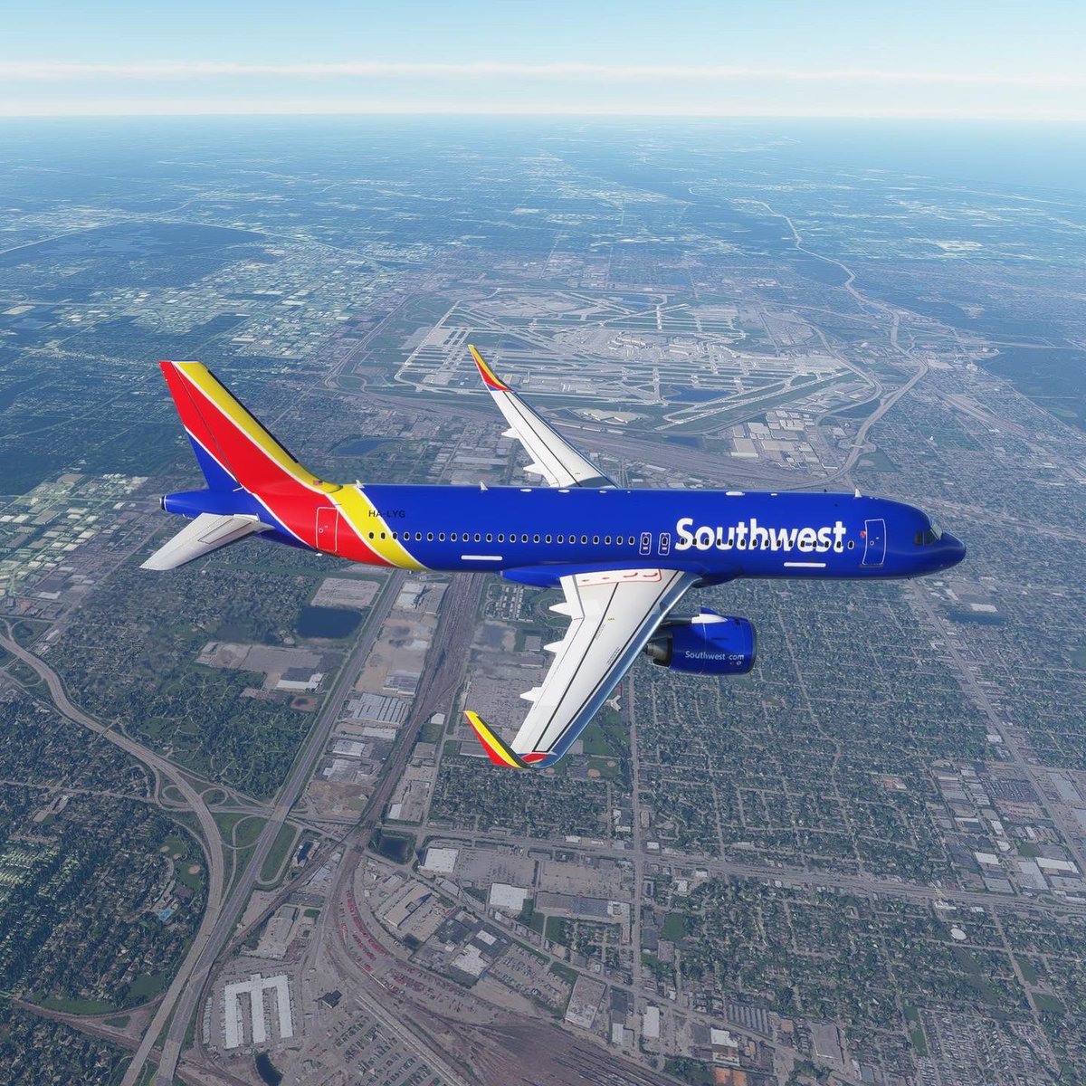 thesimcaptain's tweet photo. Beautiful approach into Chicago O’Hare. Entering downwind for ILS approach Runway 28C. Over the city and out to the water for base turn to final.
#Vatsim #FlightSim #FlightSimulator #MSFS2020 #FS2020 #a320neo #a32NX #FlyByWire #airbus #Volanta #TheSimCaptain #iRatherBeFlying https://t.co/smR4QhcEe6