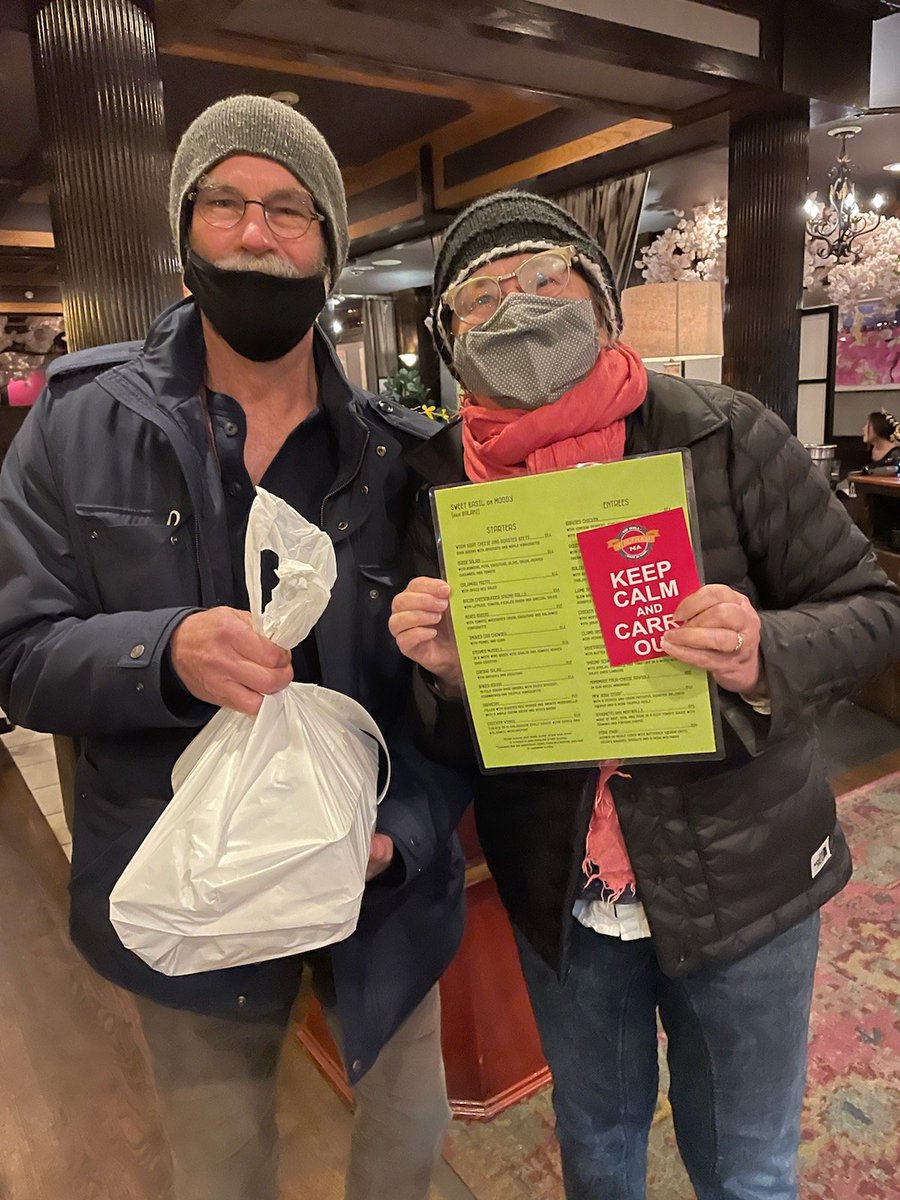 BreezersBall's tweet photo. Mike and Natalie picking up lamb shanks and chicken Marsala from Sweet Basil. The lamb shanks are to die for with plenty of leftovers. #BreezersBall2021 #KeepCalmAndCarryOut https://t.co/23PONLcChI https://t.co/qEr30x6ymK