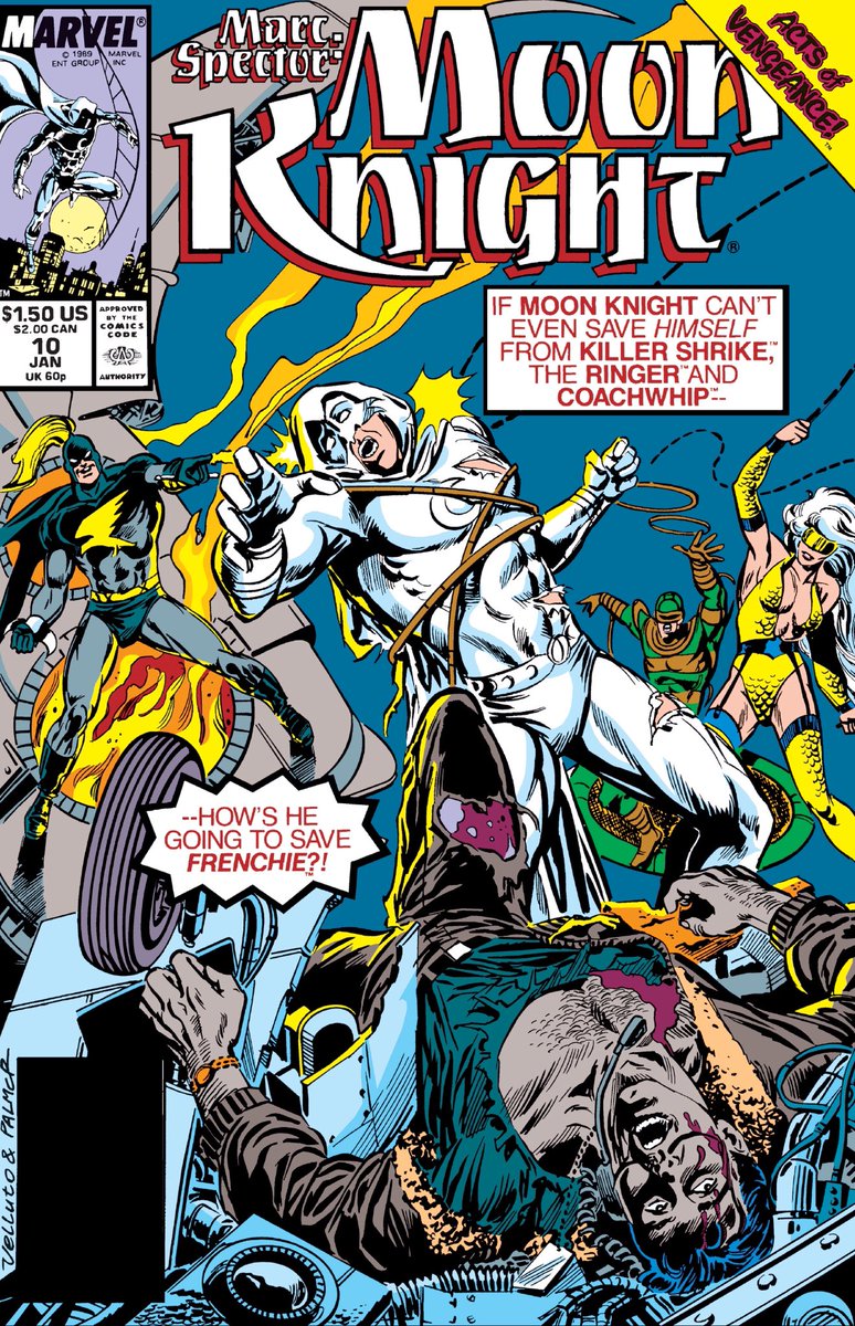 BaileysPodcasts's tweet image. On to the #PodcastingHomework books. 

Marc Spector: Moon Knight #10. 

The Punisher team up ended well. Dixon has a good handle on that character. Lots of fighting and terse dialogue. Couldn’t ask for more.