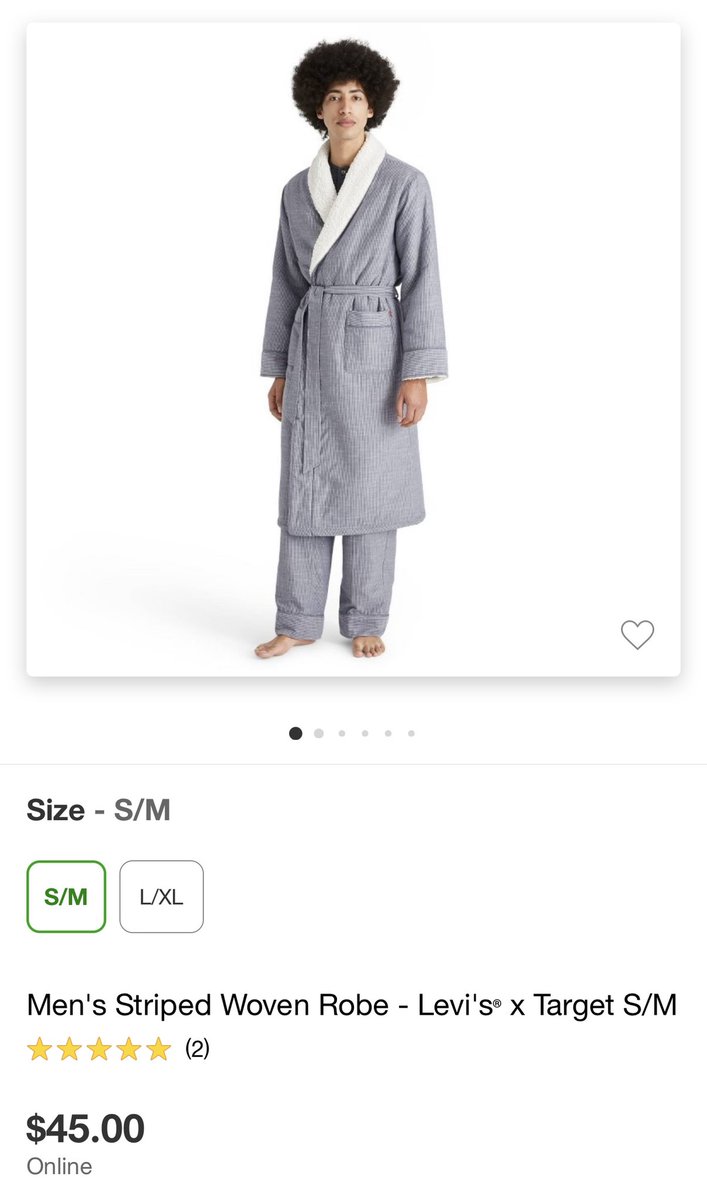 NeilRetail's tweet photo. Update: thereβs a menβs version of the super cozy robe. #LevisxTarget https://t.co/93sMUCDvBG