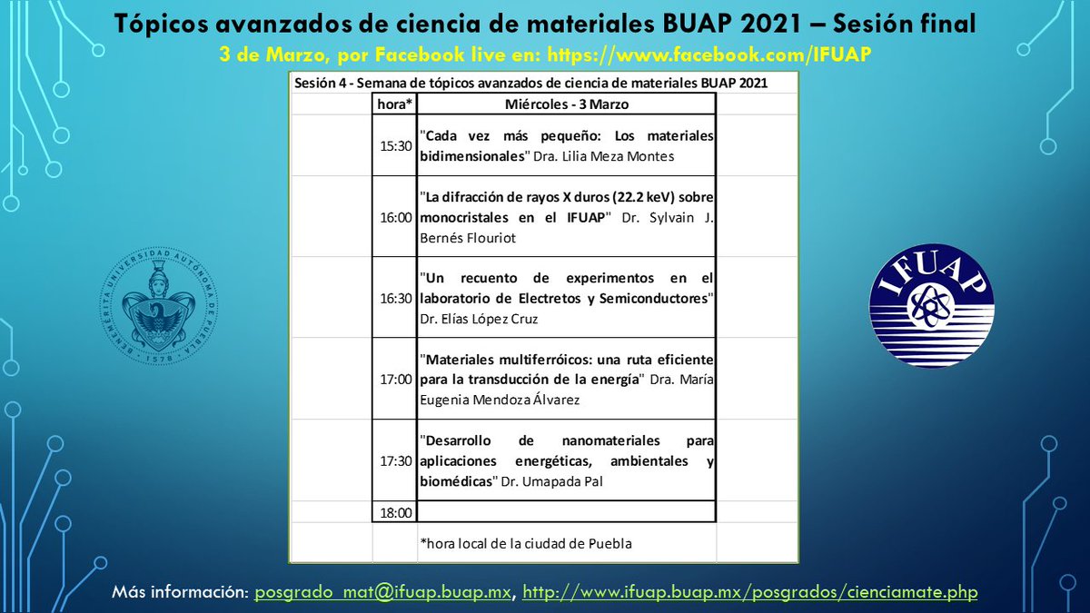 RevistaConCien1's tweet photo. Tópicos Avanzados de Ciencia de Materiales BUAP 2021 https://t.co/fnEXyj70Y2 https://t.co/PRne6czb1u #MaterialScience #IFUAP https://t.co/D2gaWoDdQ9