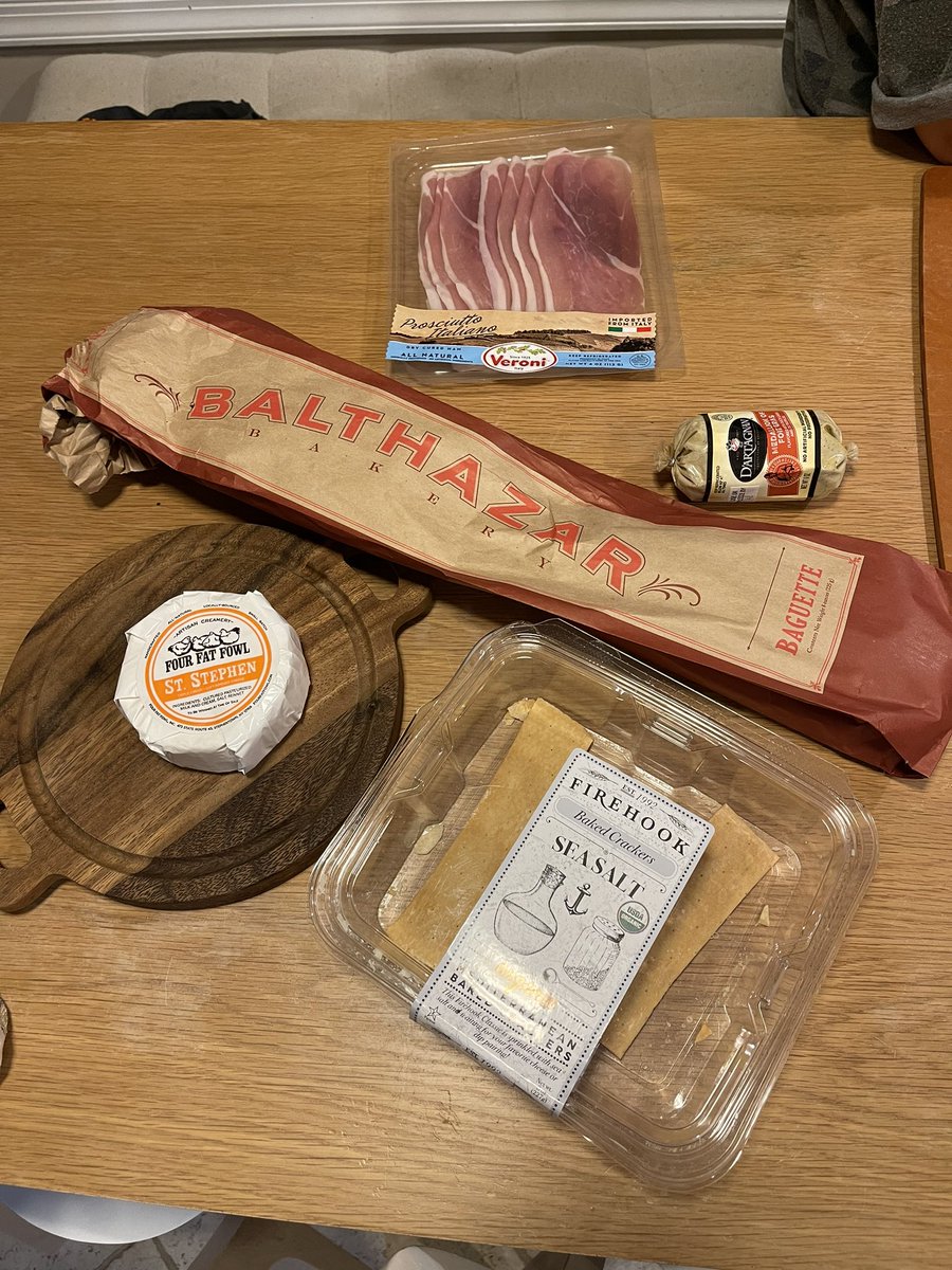 Our “happitizers” for this evening while we prep for our <a href="/HonestTruffle/">Truffle Shuffle</a> <a href="/SnoopDogg/">Snoop Dogg</a> experience... thanks <a href="/garyswine/">Gary's Wine</a> for the <a href="/FourFatFowl/">Four Fat Fowl</a> (Ny) triple cream, <a href="/BalthazarBakery/">Balthazar Bakery</a> (ny but possibly made in Jersey) bread &amp; <a href="/DArtagnanFoods/">D'Artagnan Foods</a> #foiegras (don’t judge)