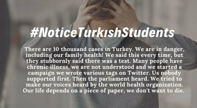 Halisar12's tweet photo. Herkes elinden geldiğince aşağıdaki fotoğrafı atsın.  Bugün kabine toplantısı var ve 1 mn tweet atmak zorundayız.  Sesimizi duyuralım.  #NoticeTurkishStudents https://t.co/oLCVPUapld
