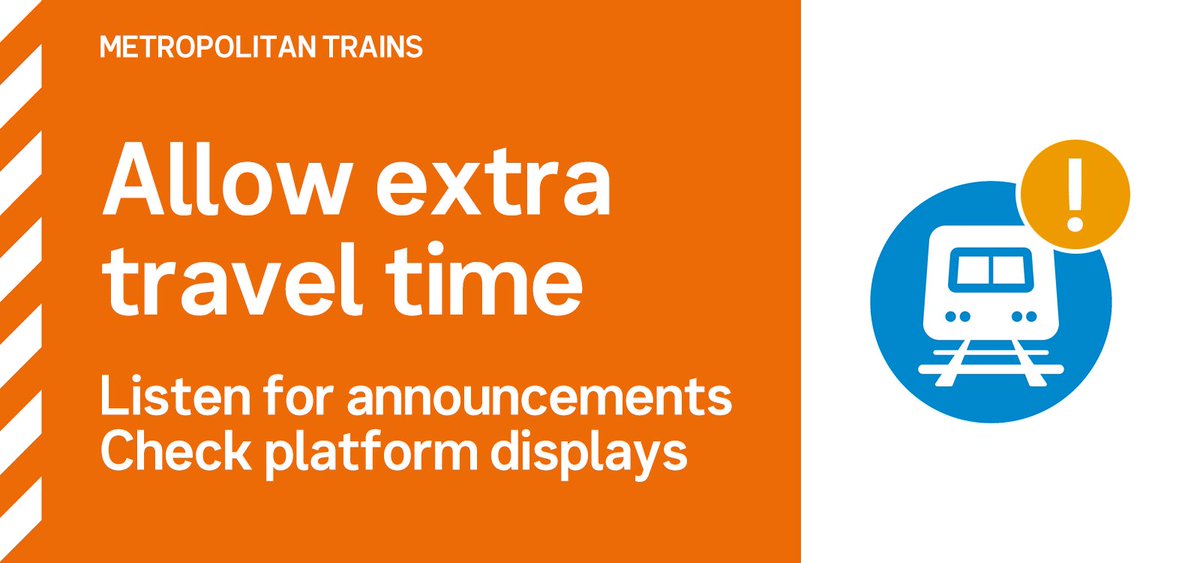 metrotrains's tweet photo. @VictoriaPolice @ptv_official ⚠ All Lines: Major Delays due to an ongoing @VictoriaPolice request at Flinders Street.

> Services are currently being held.
> Services may terminate/originate at intermediate stations.
> Consider alternative transport.

Check platform displays.
Listen for announcements. https://t.co/Alnn9yO2MD