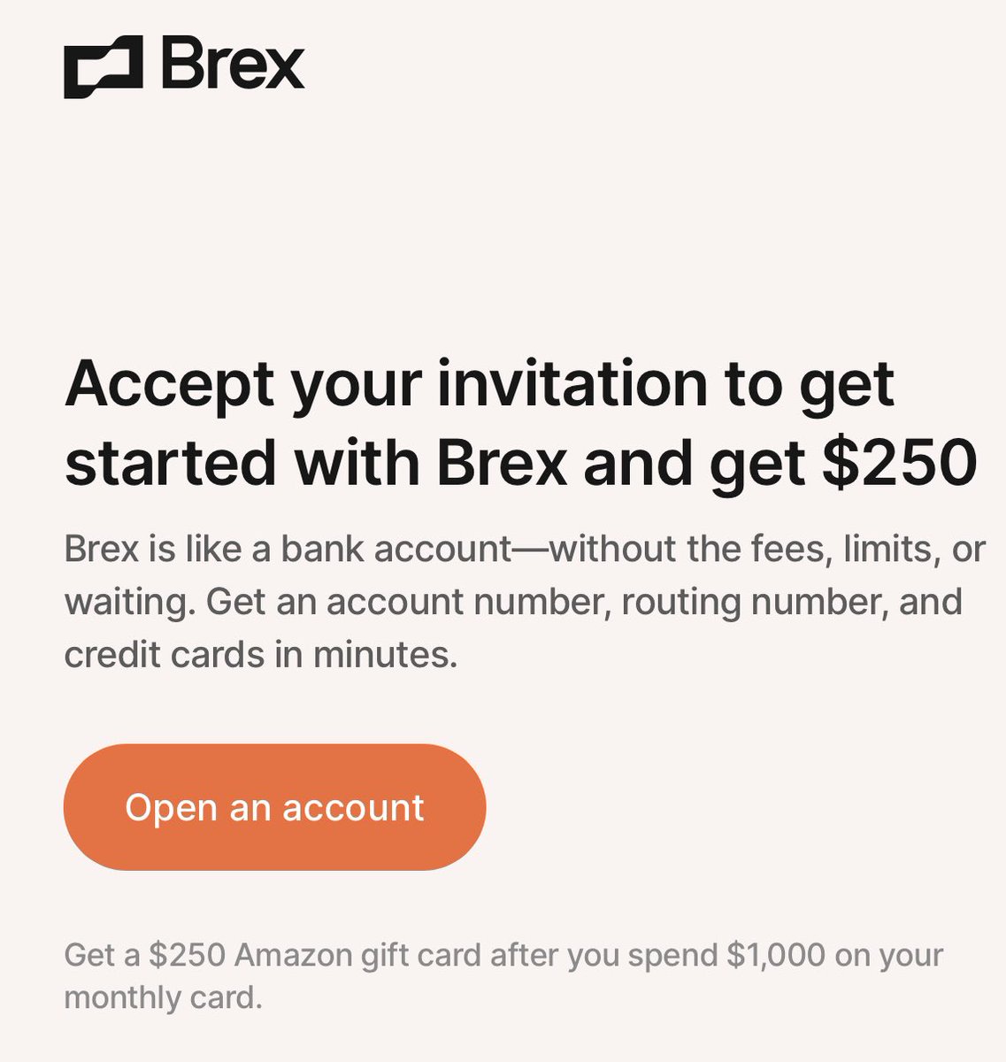 Brex is like a bank account—without the fees, limits, or waiting. Get a $250 Amazon gift card after you spend $1,000 on your monthly card. bit.ly/3kxoOy6.  #BusinessChecking #BusinessBanking #Business #Checking  #Brex #Bonus
