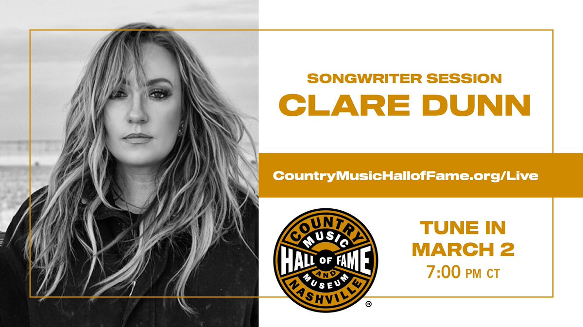 ClareDunnMusic's tweet photo. Tune in March 2nd to @countrymusichof for my #songwritersession 🧡 so honored to be a part of this series. #realthing #CMHOF https://t.co/uJNAVqQL5e