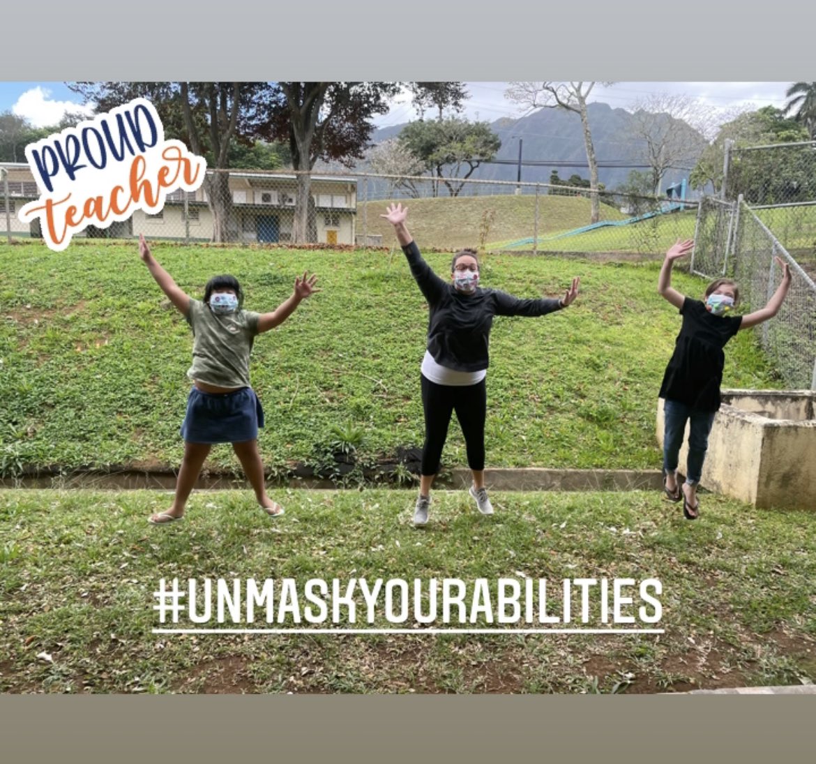 LaurenC_SpEd's tweet photo. Happy Sunday! We’re jumping to high expectations this month. We decorated masks for #unmaskyourabilities this month! As part of the @Some1Special808 #speducatorproject so proud to be a speducator! https://t.co/35zfnhCjBu