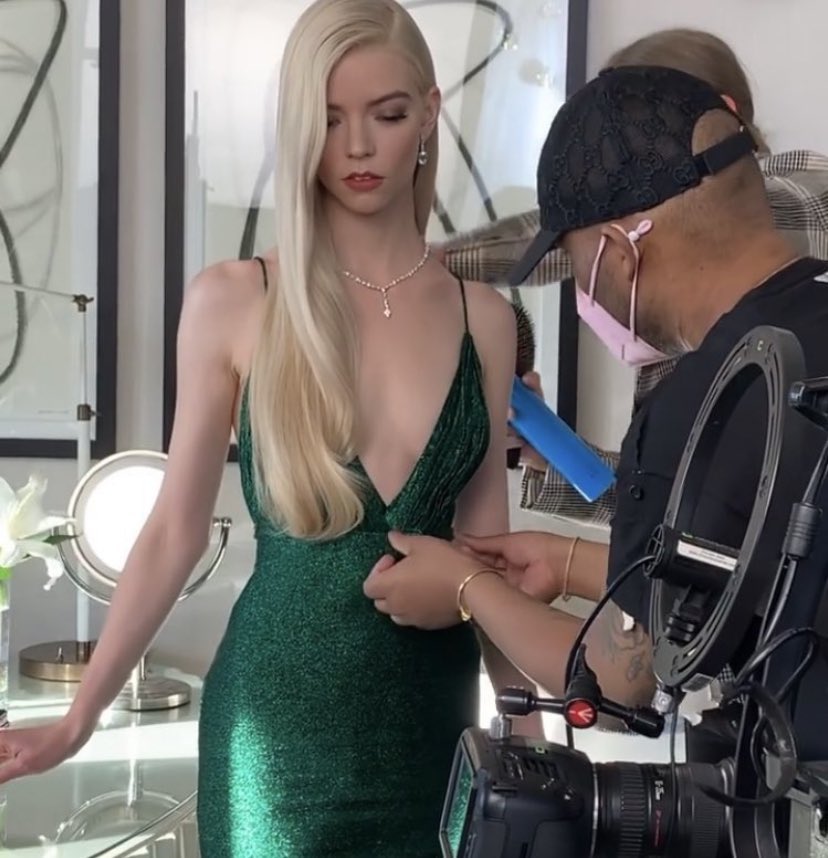anya taylor joy green dior dress CD868 - Diva Embellished Corset Gown
