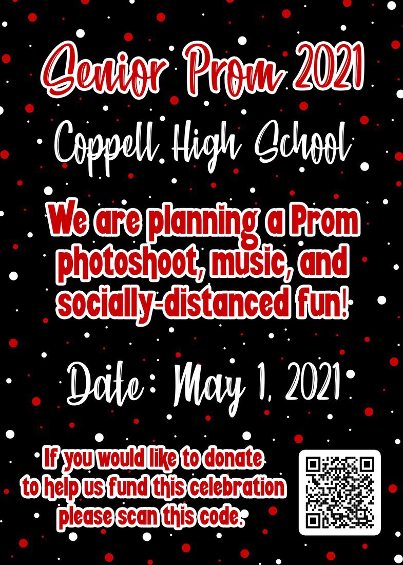 vgracebass's tweet photo. Hello! I’m one of the Senior Student Council Officers. @stuco_coppell and I have been working really hard to plan a Covid-19 safe prom-photoshoot. We haven’t been able to fundraise as normal due to Covid-19, so we are having a donation drive in order to fund this celebration! https://t.co/2RR5CEnHxW
