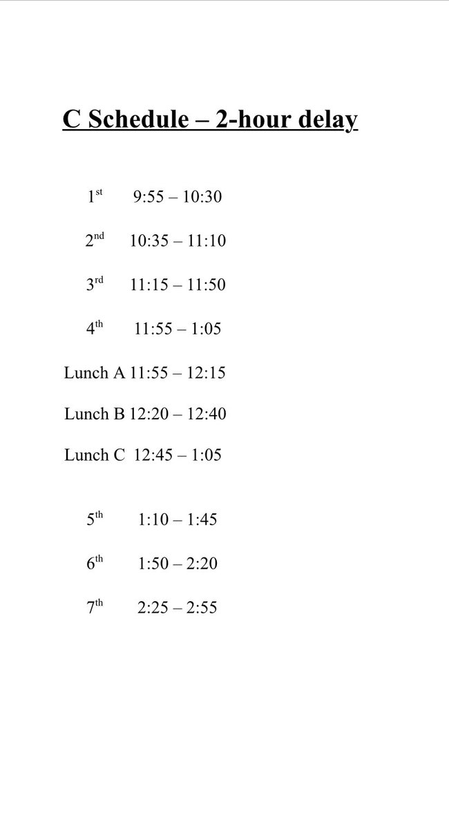 Tomorrow’s schedule- please share