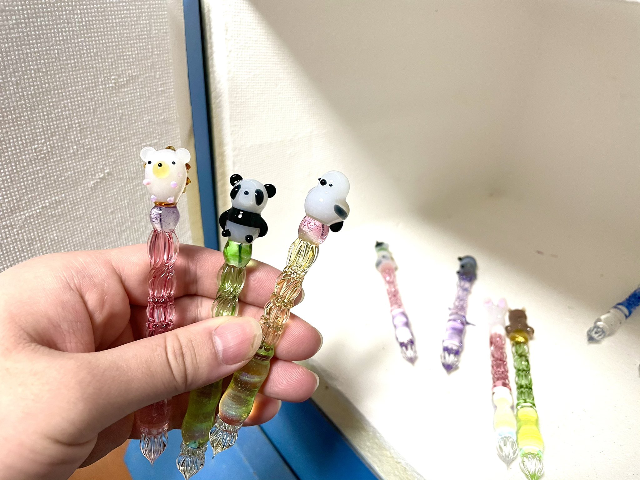 paraglass ガラスペン　ハリネズミ paraglass パラグラス ガラスペン animal glass pen はりねずみ