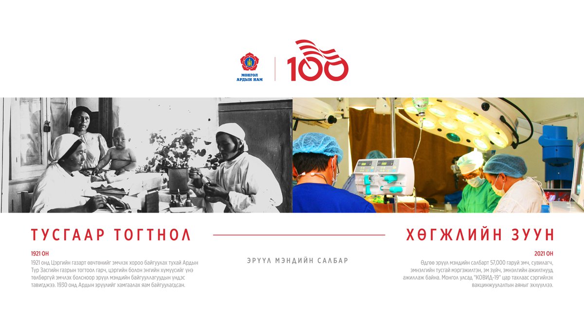 1921 онд Цэргийн газарт өвчтөнийг эмчлэх хороо байгуулах тухай Ардын Түр Засгийн газрын тогтоол гарч, цэргийн болон энгийн хүмүүсийг үнэ төлбөргүй эмчлэх болсноор эрүүл мэндийн байгууллагуудын үндэс тавигджээ. 1930 онд Ардын эрүүлийг хамгаалах яам байгуулагдсан.