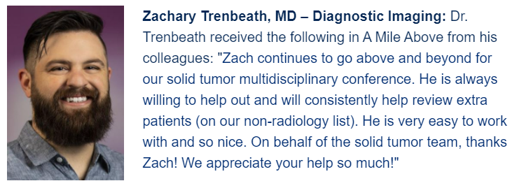 PedsRadsColo's tweet image. Congratulations to one of our newer @PedsRadsColo faculty members Dr. Zach Trenbeath, named @ChildrensColo Provider of the Month for February 2021. Thank you Zach for the amazing work you do for our department and hospital! #imagingourfuture #pedsrad @CURadiology @CUMedicalSchool