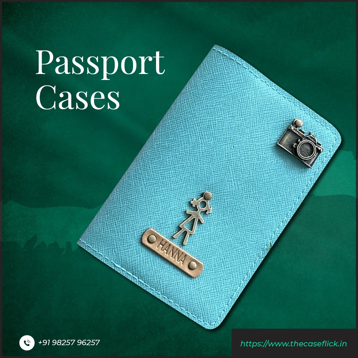 Personalized Passport Holder with Name and Charm