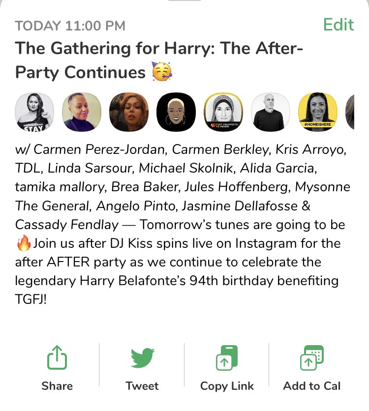 Gather4Justice's tweet photo. After the party is the after party! If you’re on @joinClubhouse - tap in! The #GatheringForHarry continues 🥳🥳🥳 11pm ET / 8pm PT https://t.co/6fuuPLGoju